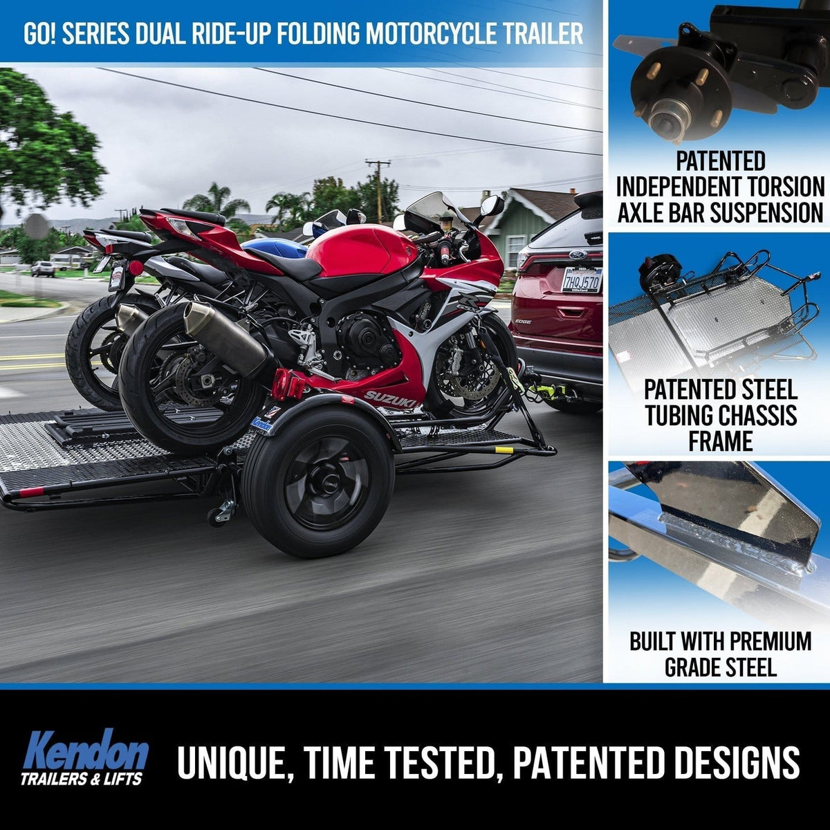 Go! Series Ride-Up Folding Motorcycle Trailer – Dual Rail Steel Utility Trailer