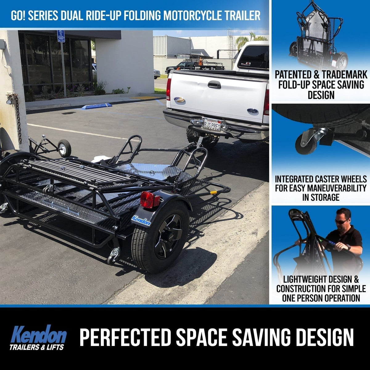 Go! Series Ride-Up Folding Motorcycle Trailer – Dual Rail Steel Utility Trailer