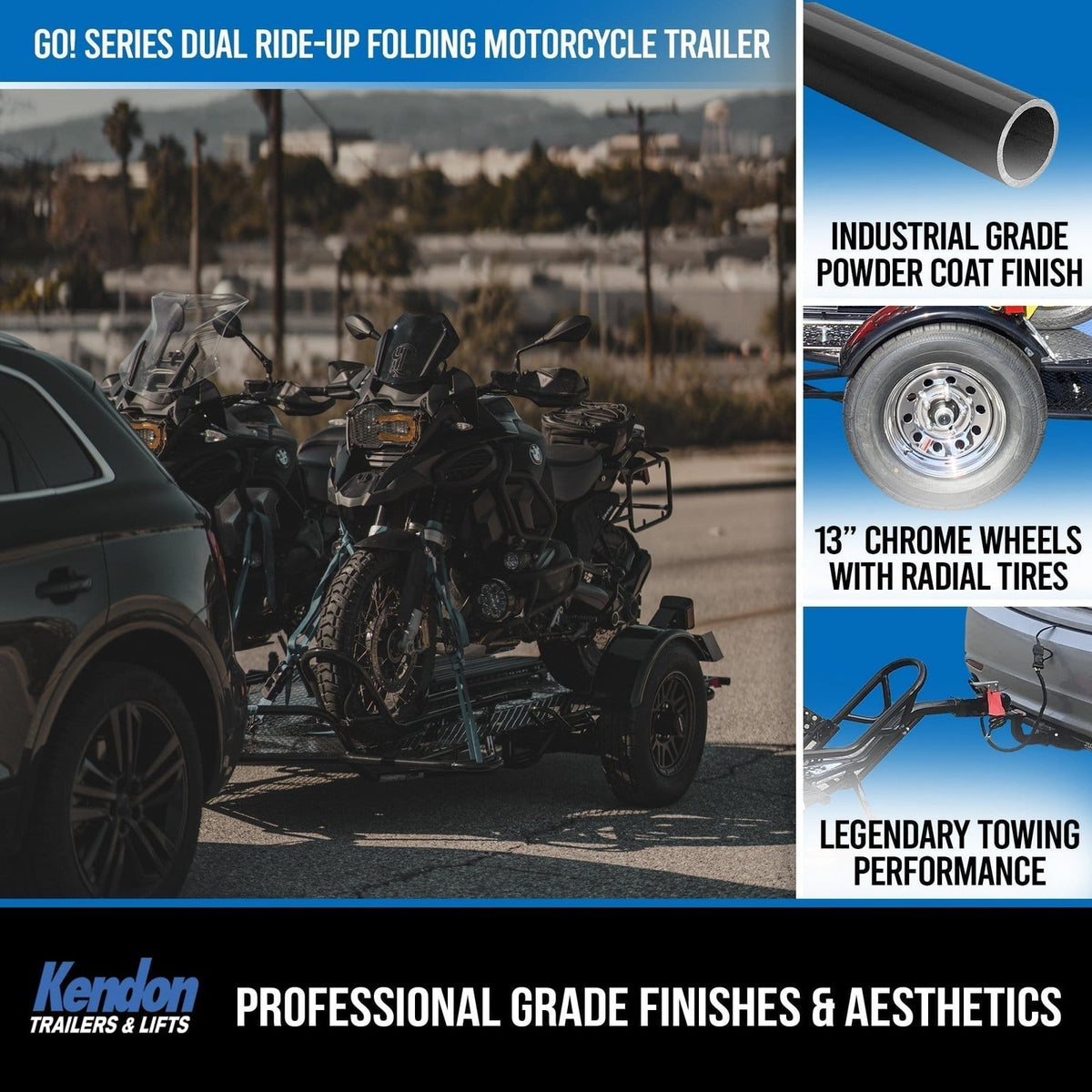 Go! Series Ride-Up Folding Motorcycle Trailer – Dual Rail Steel Utility Trailer