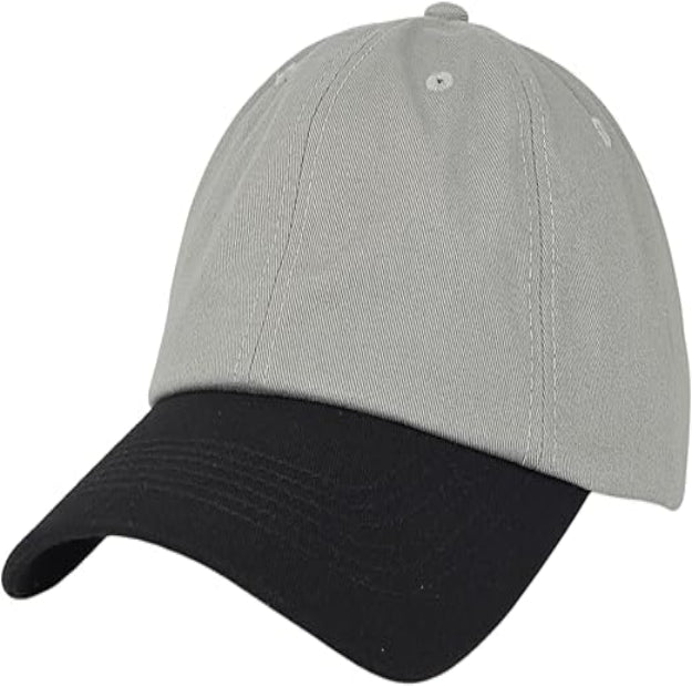 WanderlustCaps Urban Two-Tone Grey & Black Adjustable Cotton Baseball Cap