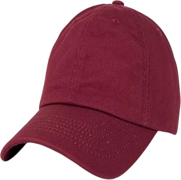 WanderlustCaps Premium Unisex Burgundy Adjustable Cotton Baseball Cap