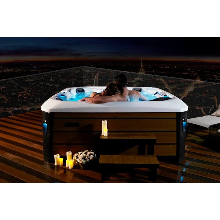 76-Jet Acrylic Square Hot Tub with Built-In Ozonator – Luxury Outdoor Spa
