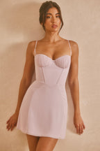 Georgette A-Line Corset Mini Dress in Lilac