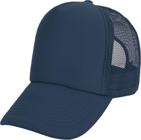 WanderlustCaps Premium Unisex Navy Blue Breathable Mesh Trucker Cap
