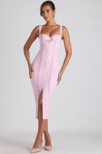 Button-Detail Midaxi Dress in Soft Pink
