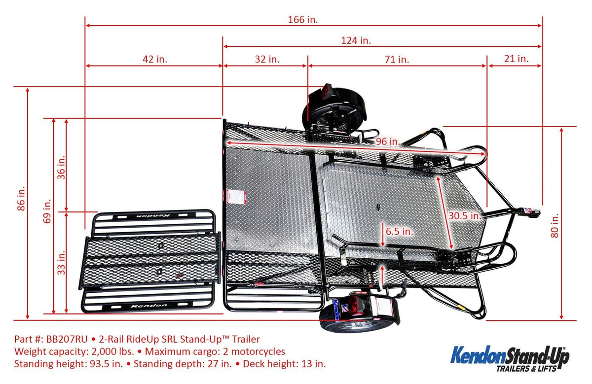 Go! Series Ride-Up Folding Motorcycle Trailer – Dual Rail Steel Utility Trailer