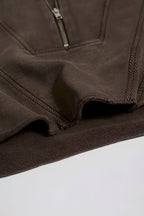 Acid Wash Cropped Sweatshirt in Brown