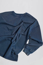 Acid Wash Long-Sleeve Oversized T-Shirt in Blue