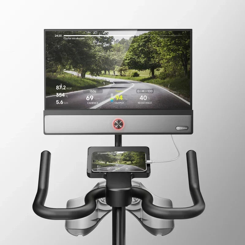 Yesoul Exercise Bike G1M Max (Bike with Screen) Smart Exercise Bike with 21.5″ HD Screen,Low Noise Indoor Cycling Bike for Home Gym Fitness Equipment Trainer four-speaker surround sound