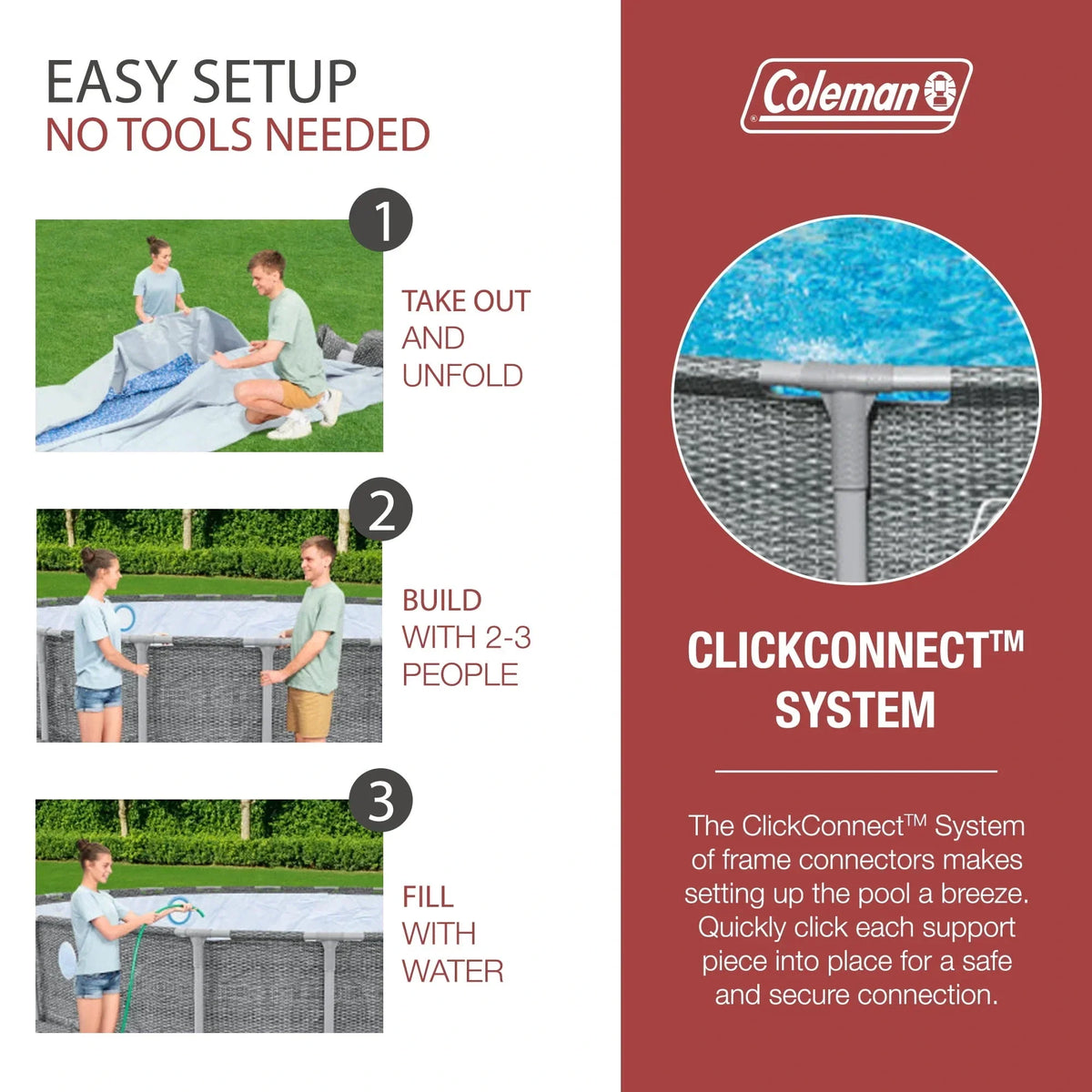 Coleman Power Steel 22’x52” Metal Frame Above Ground Pool w/ Pump, Ladder, & Cover, Gray