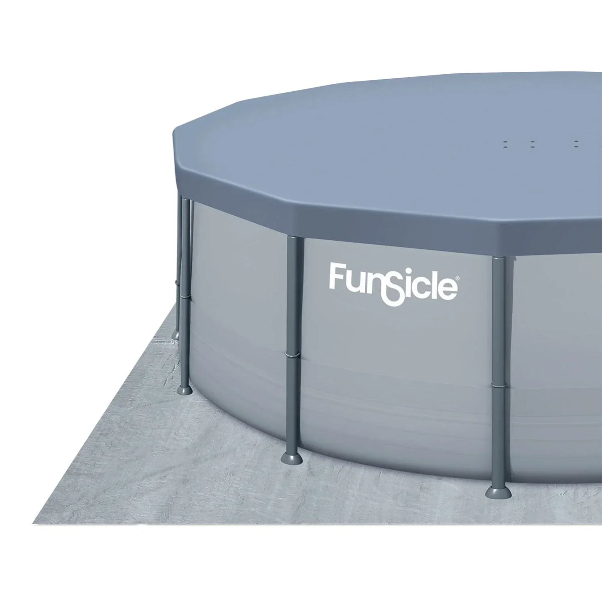 Funsicle Oasis Above Ground Metal Frame Swimming Pool Set – with FB1200S AutoSkimmer Pump, Ladder, Cover, Cloth & Deluxe Maint. Kit, 14′ x 48″, Round, Gray