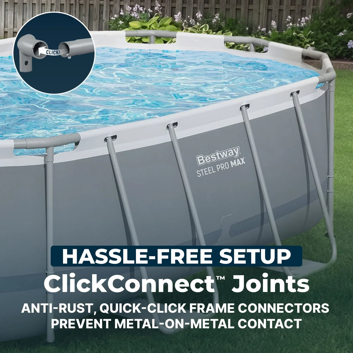 Bestway Steel Pro MAX 14 ft x 8 ft 2 in x 39.5 In, Oval Above Ground Pool Set, Outdoor Frame Swimming Pool