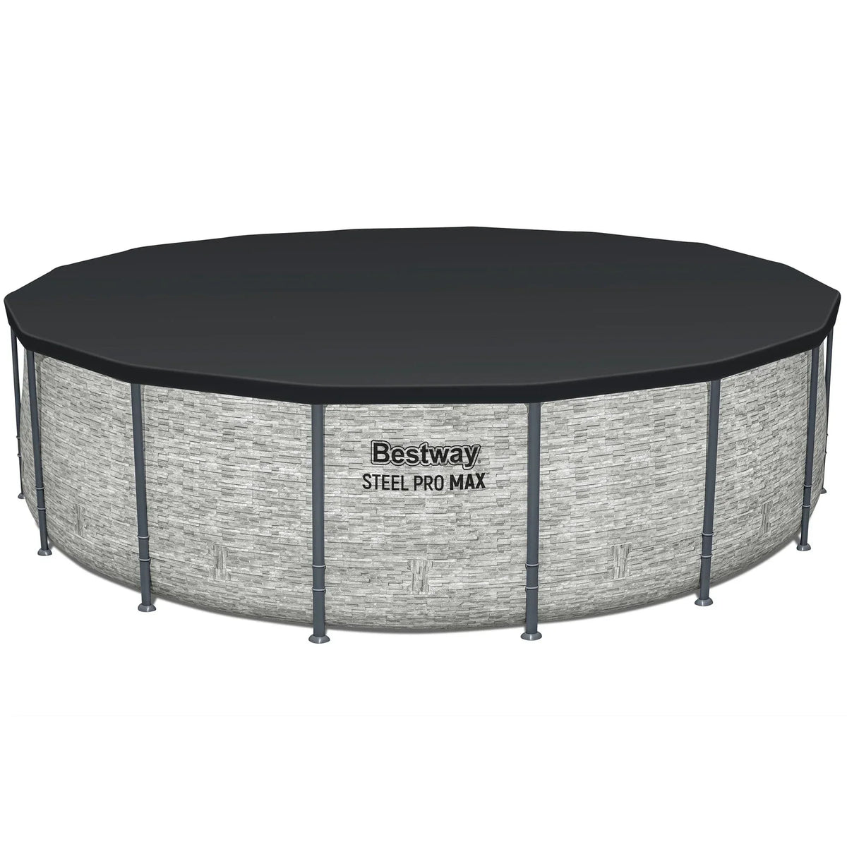 Bestway: Steel Pro MAX – 16′ x 48″, Grey -Round Above Ground Swimming Pool Set, ClickConnect Frame, Tritech, Filter Pump-Ladder-Cover, 5145 Gal Water