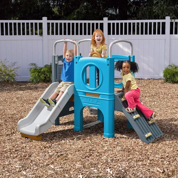 Step2 Scout & Slide Climber, Kids Outdoor Playset, Backyard Playground Set, Slide, Climbing Wall, Tunnel, Outside Vintage Style Jungle Gym, for Toddlers 2-6 Years Old