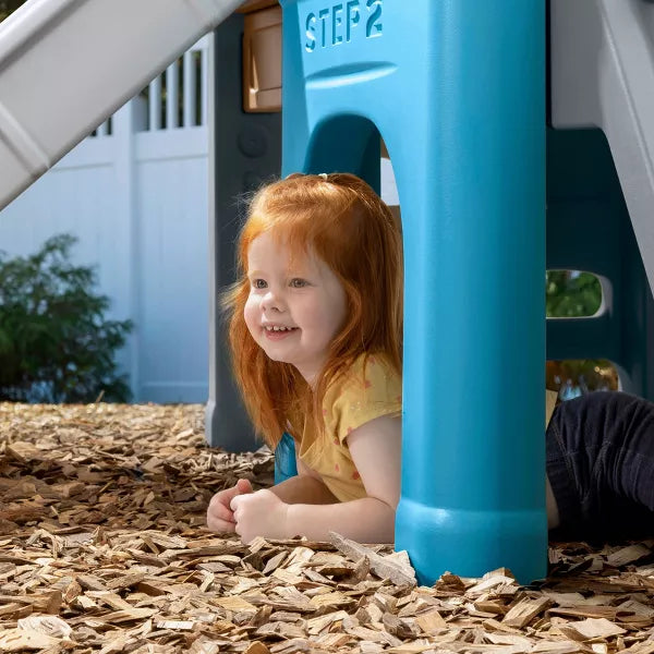 Step2 Scout & Slide Climber, Kids Outdoor Playset, Backyard Playground Set, Slide, Climbing Wall, Tunnel, Outside Vintage Style Jungle Gym, for Toddlers 2-6 Years Old