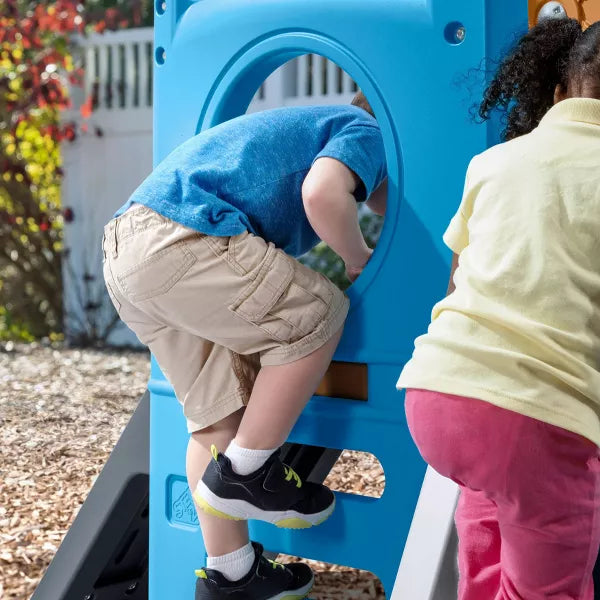 Step2 Scout & Slide Climber, Kids Outdoor Playset, Backyard Playground Set, Slide, Climbing Wall, Tunnel, Outside Vintage Style Jungle Gym, for Toddlers 2-6 Years Old