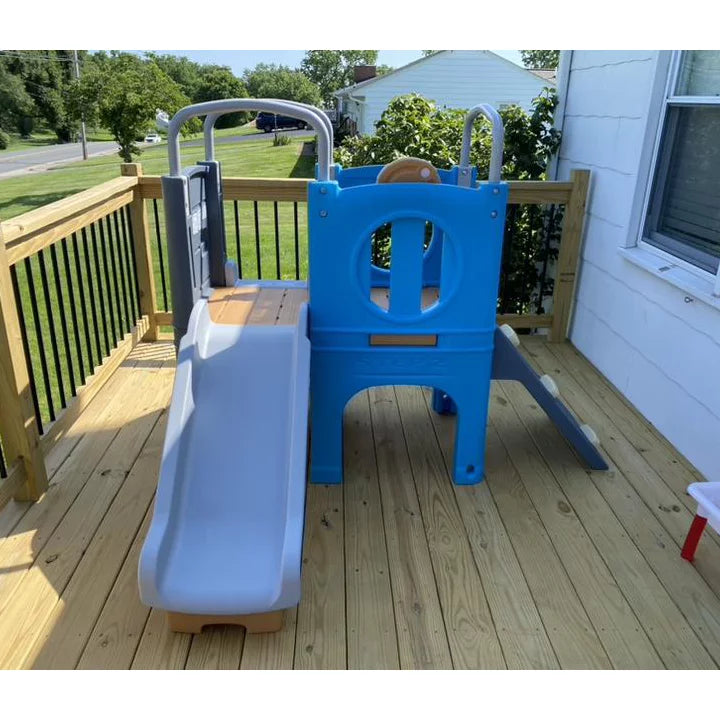 Step2 Scout & Slide Climber, Kids Outdoor Playset, Backyard Playground Set, Slide, Climbing Wall, Tunnel, Outside Vintage Style Jungle Gym, for Toddlers 2-6 Years Old