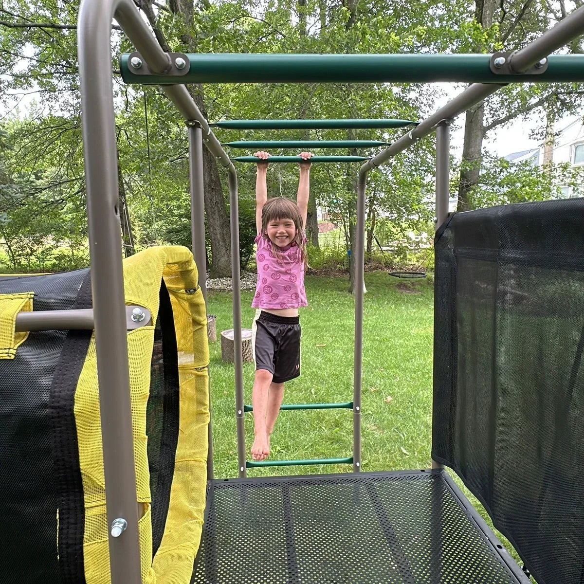 Klo Kick 6-in-1 Swing Set with Slide,Crawl Tunnel and Monkey Bars for Backyard, Playground for Kids Aged 3-12