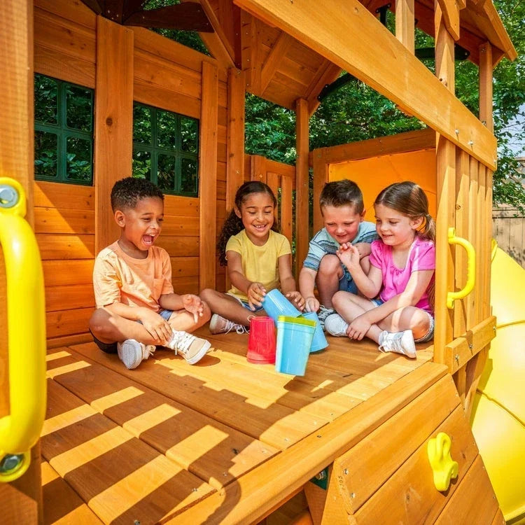 KidKraft Boulder Station Wooden Swing Set / Playset with Tube Slide