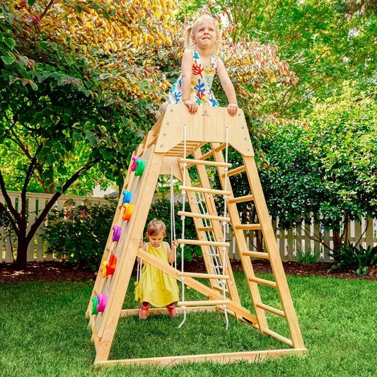 Avenlur Magnolia 7-in-1 Real Wood Playset | Indoor & Outdoor Climbing Gym for Kids