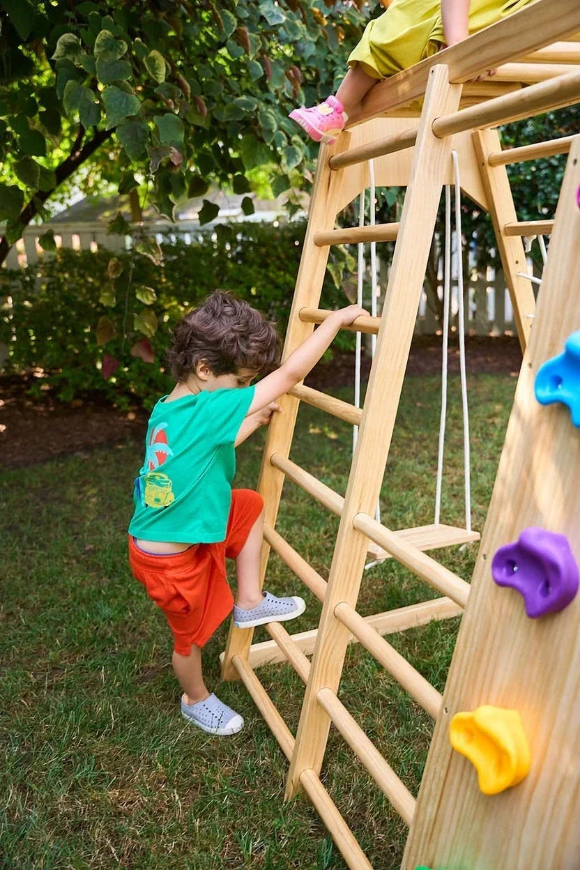 Avenlur Magnolia 7-in-1 Real Wood Playset | Indoor & Outdoor Climbing Gym for Kids
