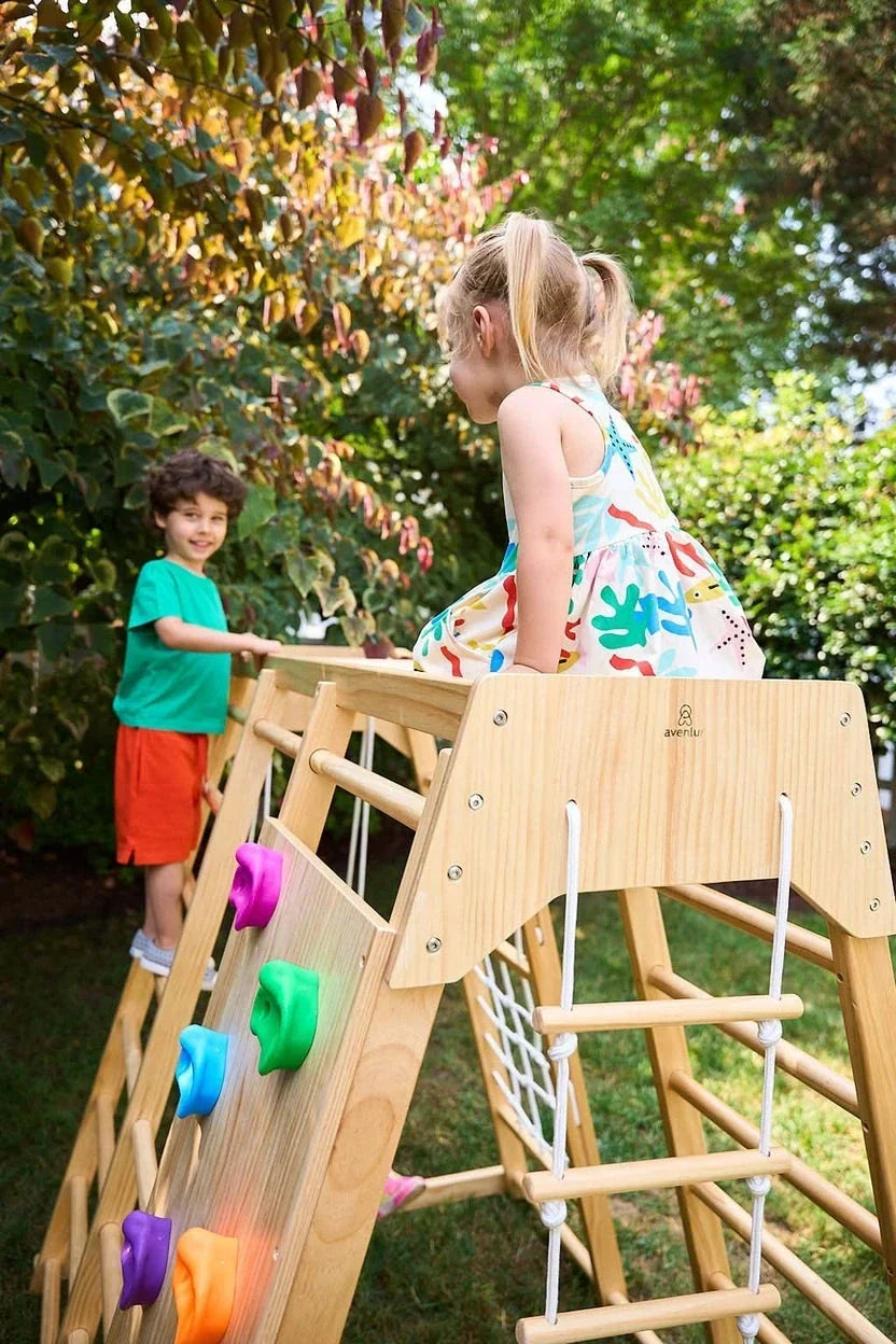 Avenlur Magnolia 7-in-1 Real Wood Playset | Indoor & Outdoor Climbing Gym for Kids