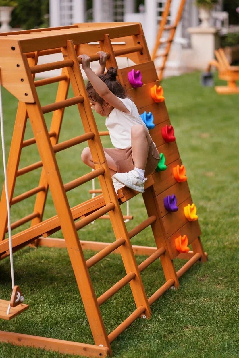 Avenlur Magnolia 7-in-1 Real Wood Playset | Indoor & Outdoor Climbing Gym for Kids