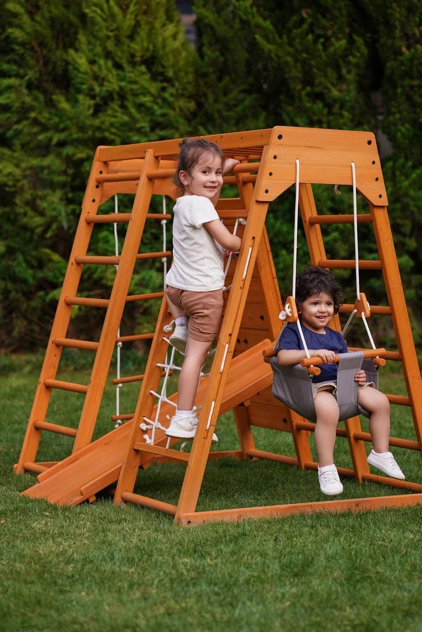Avenlur Magnolia 7-in-1 Real Wood Playset | Indoor & Outdoor Climbing Gym for Kids