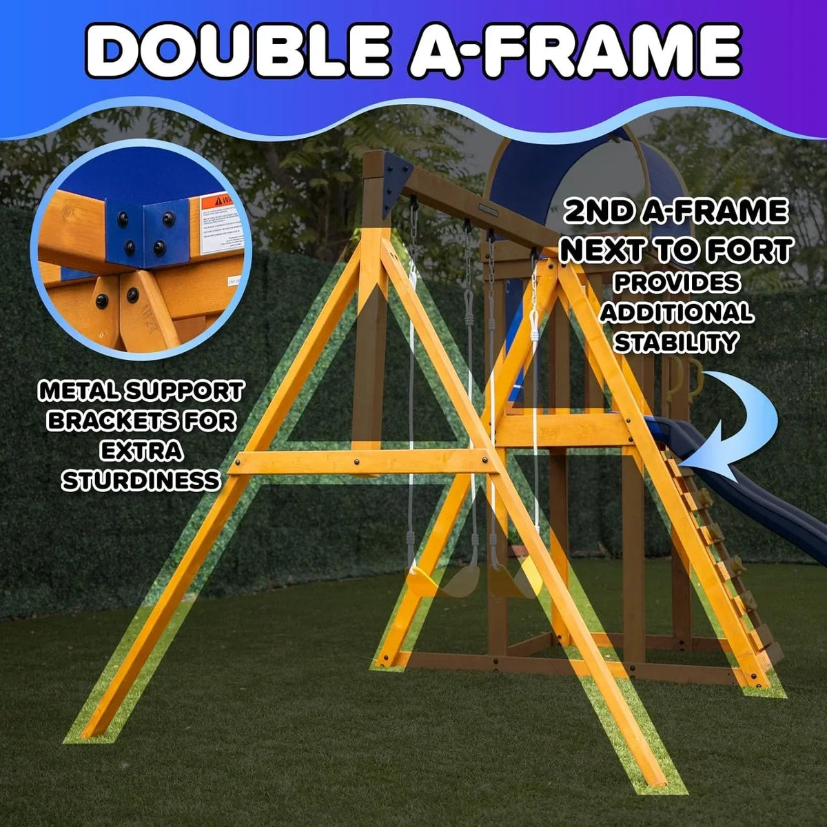 Sportspower Amelia Heavy-Duty Cedar Wooden A-Frame Swing Set