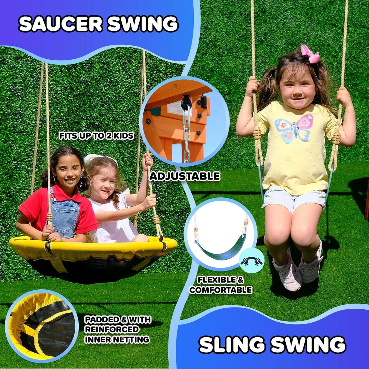 Sportspower Amelia Heavy-Duty Cedar Wooden A-Frame Swing Set