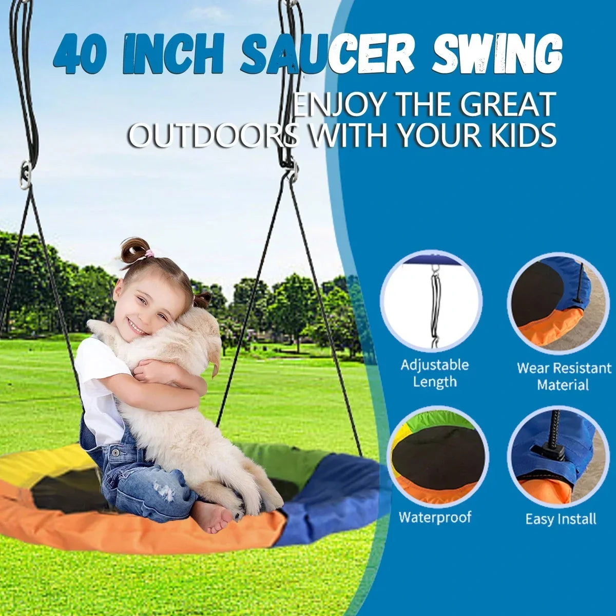 SUMIJ 8 in1 Swing Sets for Backyard with Kids Slide Outdoor Heavy-Duty Metal Playset for Kids 550lbs Swing Set with Slide, Saucer Seat, 2 Belt Seat, Soccer Goals, Glider,Baby Swing Set and Baketball Hoop