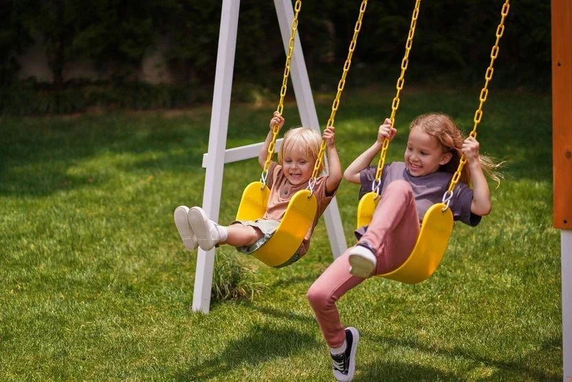 Avenlur Forest Small Outdoor Toddler Swing Set Compact Wooden Swing Frame for Babies & Kids