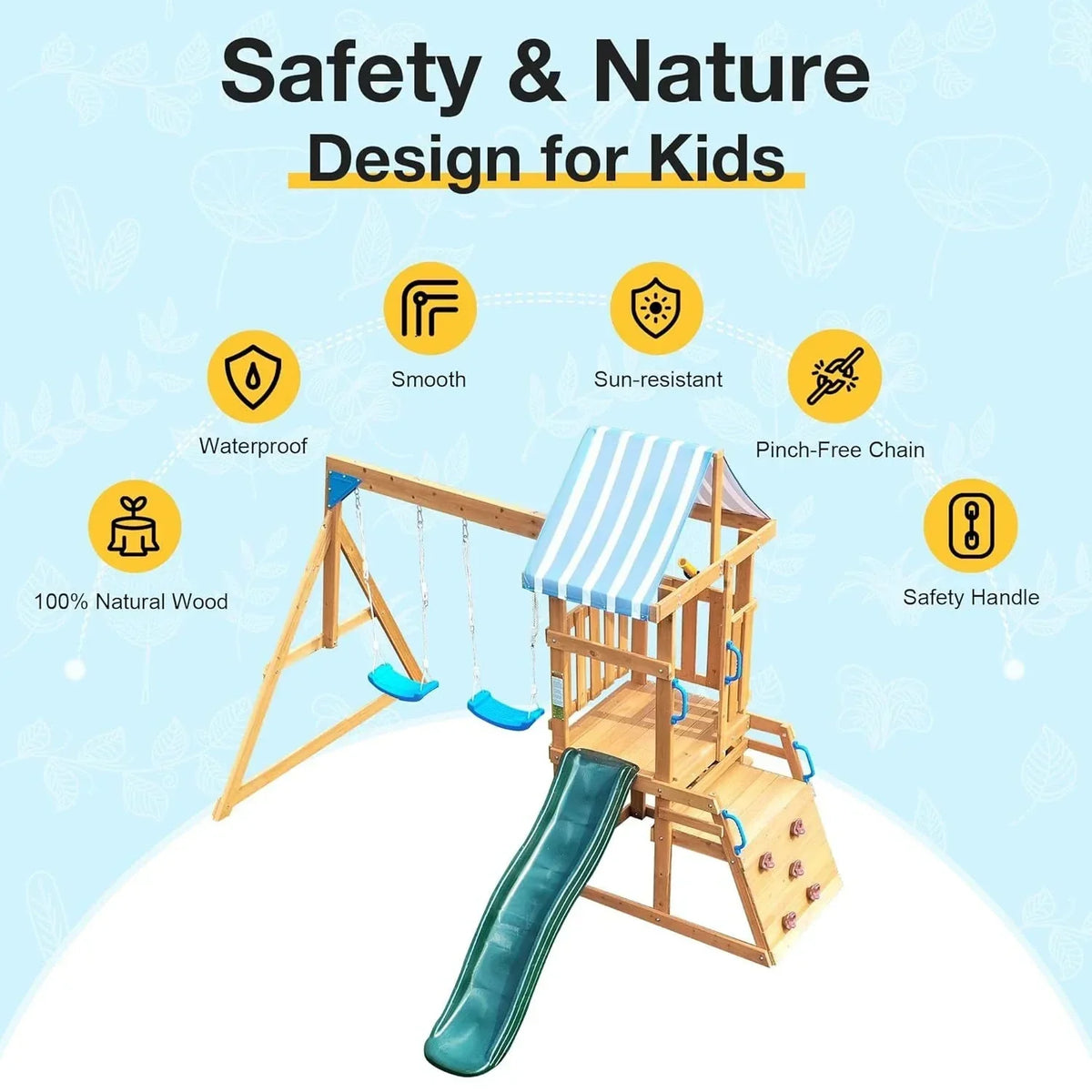 ROBUD Wooden Swing Sets for Backyard