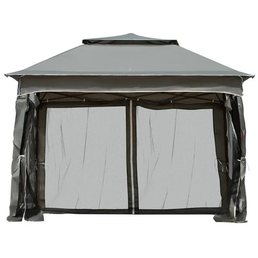 Arlmont & Co 11′ X Pop Up Canopy Gazebo, Outdoor Patio Shelter With Detachable Zipper Net. Instant Tent For Backyard And Garden. Dark Gray. 114 Sq Ft Shade