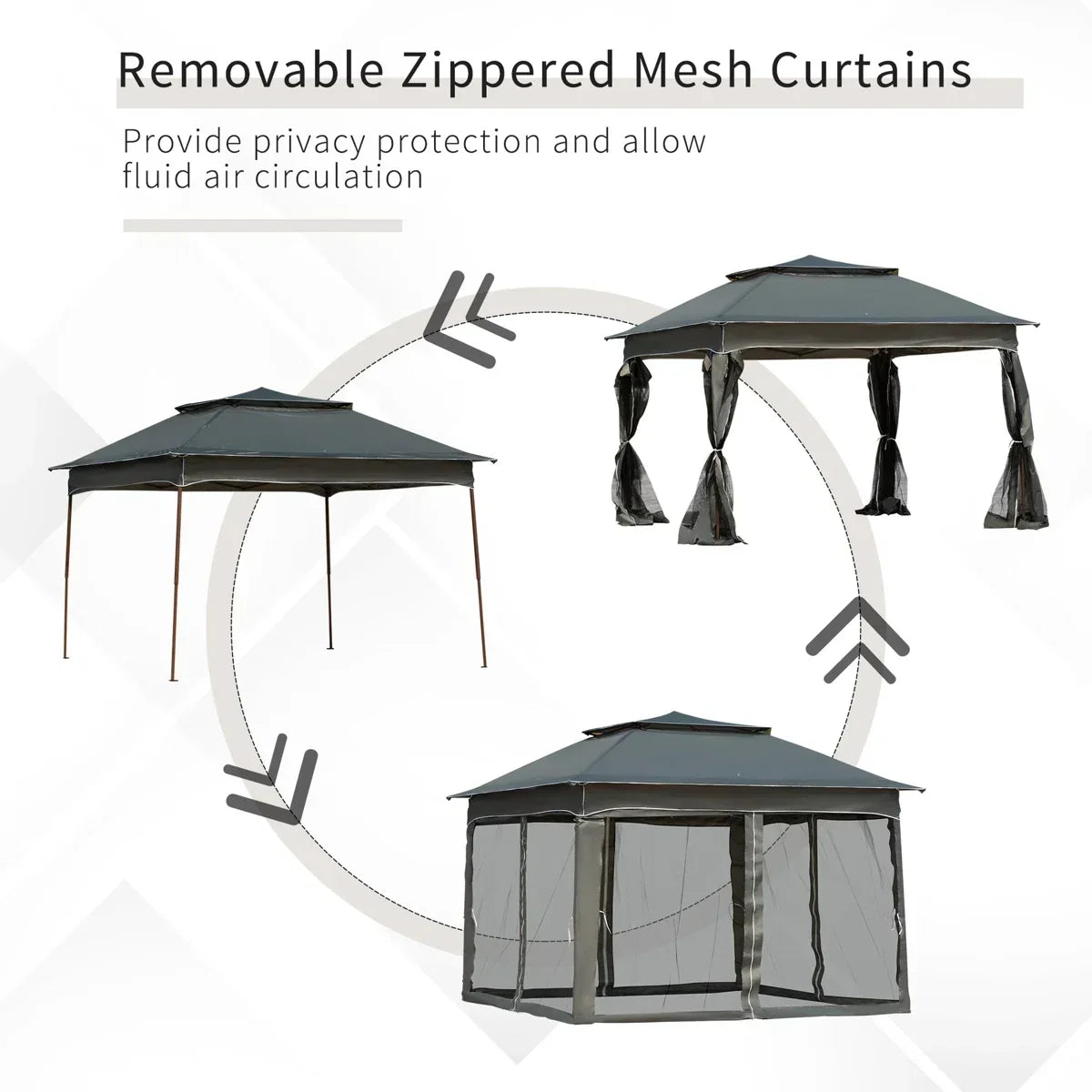 Arlmont & Co 11′ X Pop Up Canopy Gazebo, Outdoor Patio Shelter With Detachable Zipper Net. Instant Tent For Backyard And Garden. Dark Gray. 114 Sq Ft Shade
