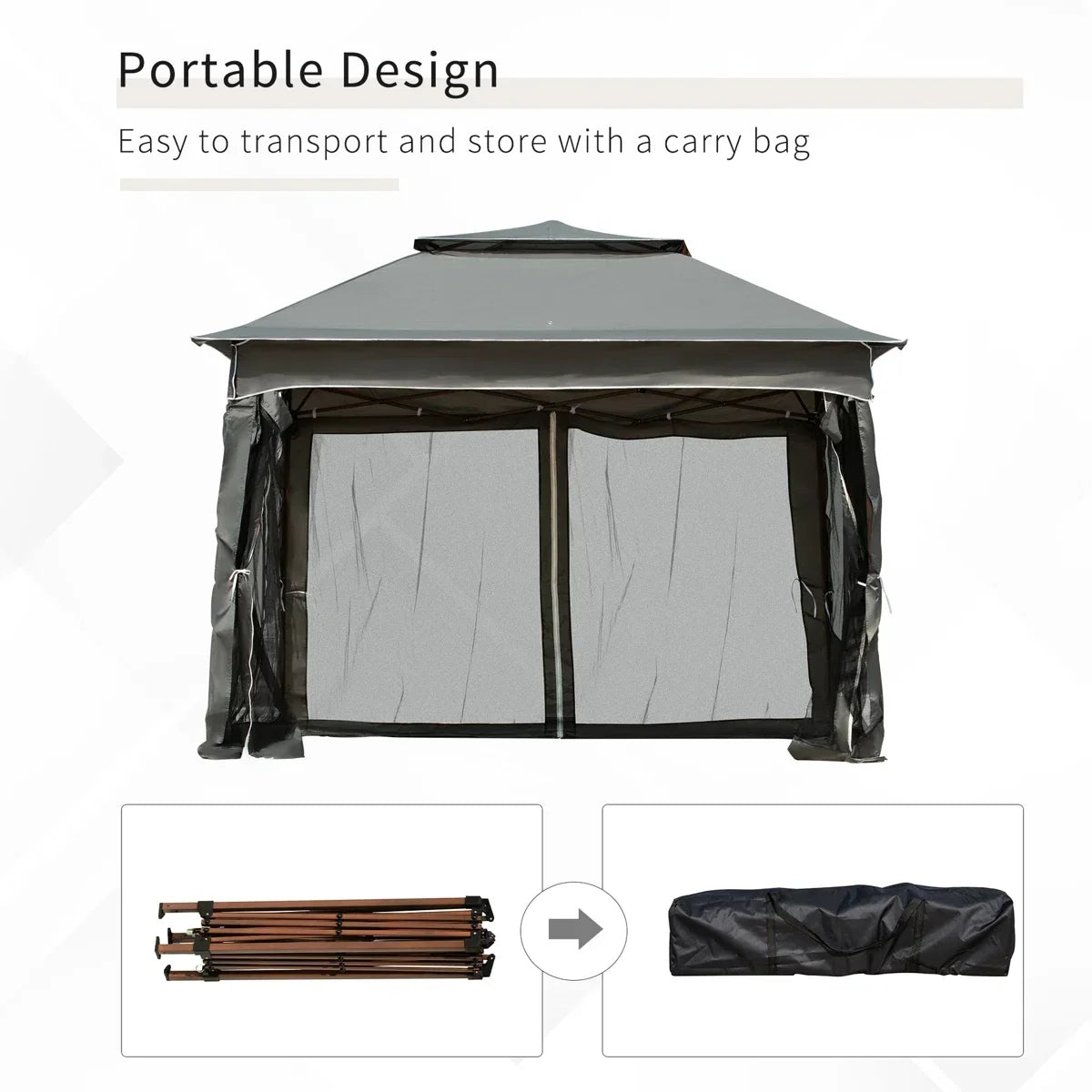 Arlmont & Co 11′ X Pop Up Canopy Gazebo, Outdoor Patio Shelter With Detachable Zipper Net. Instant Tent For Backyard And Garden. Dark Gray. 114 Sq Ft Shade