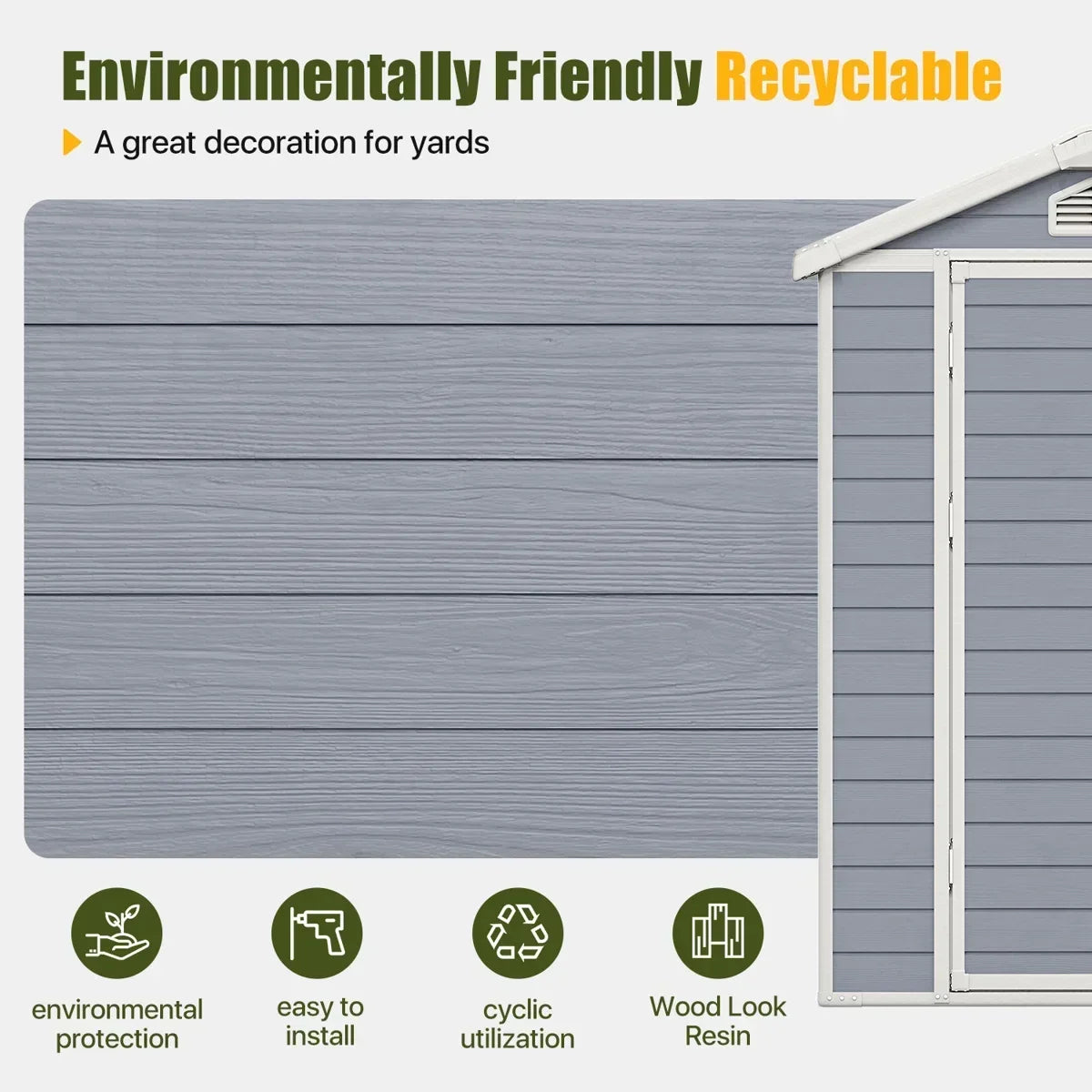 JoyDale 4×6 Ft Resin Outdoor Storage Shed With Built-in Ventilation & Lockable Door For Backyard