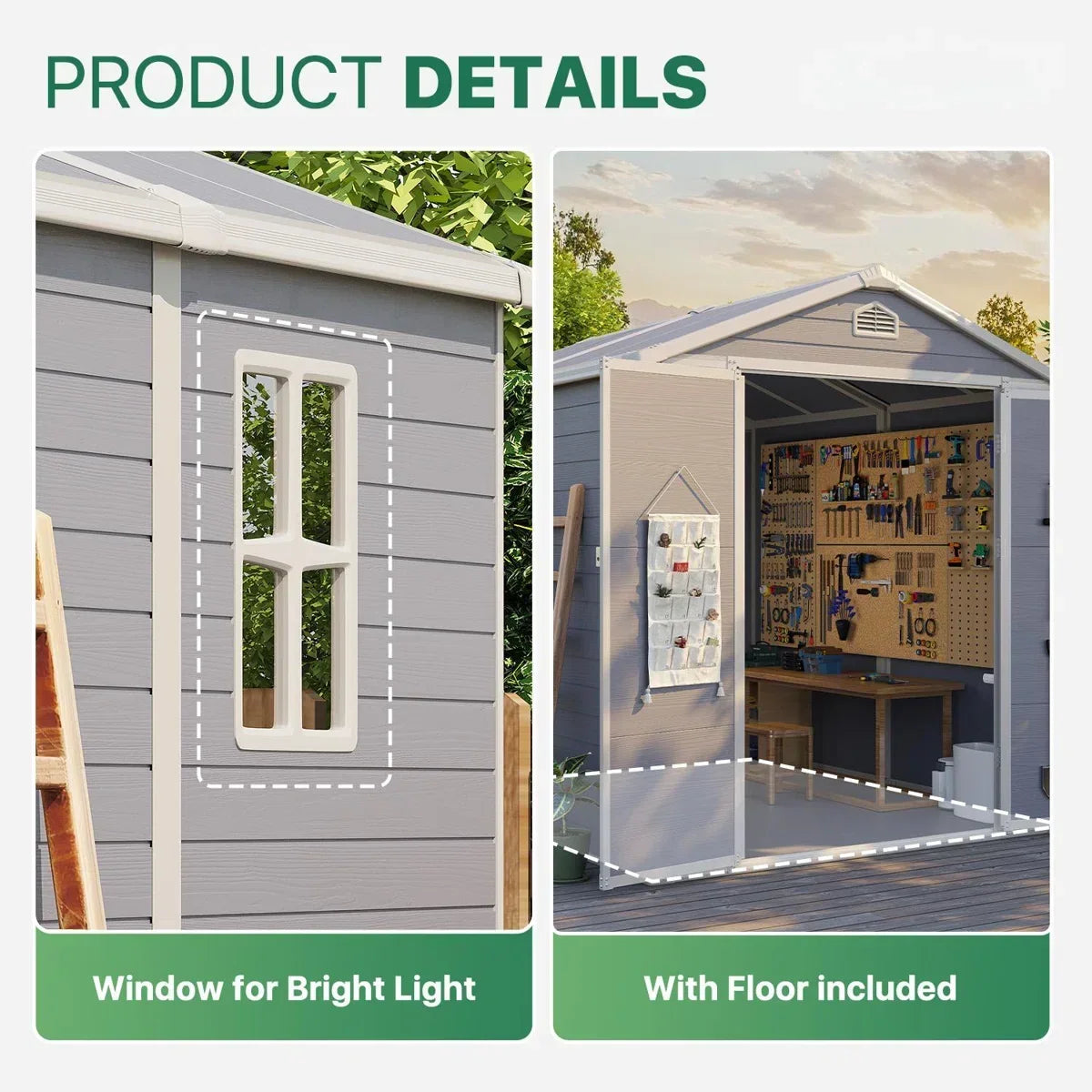 JoyDale 4×6 Ft Resin Outdoor Storage Shed With Built-in Ventilation & Lockable Door For Backyard