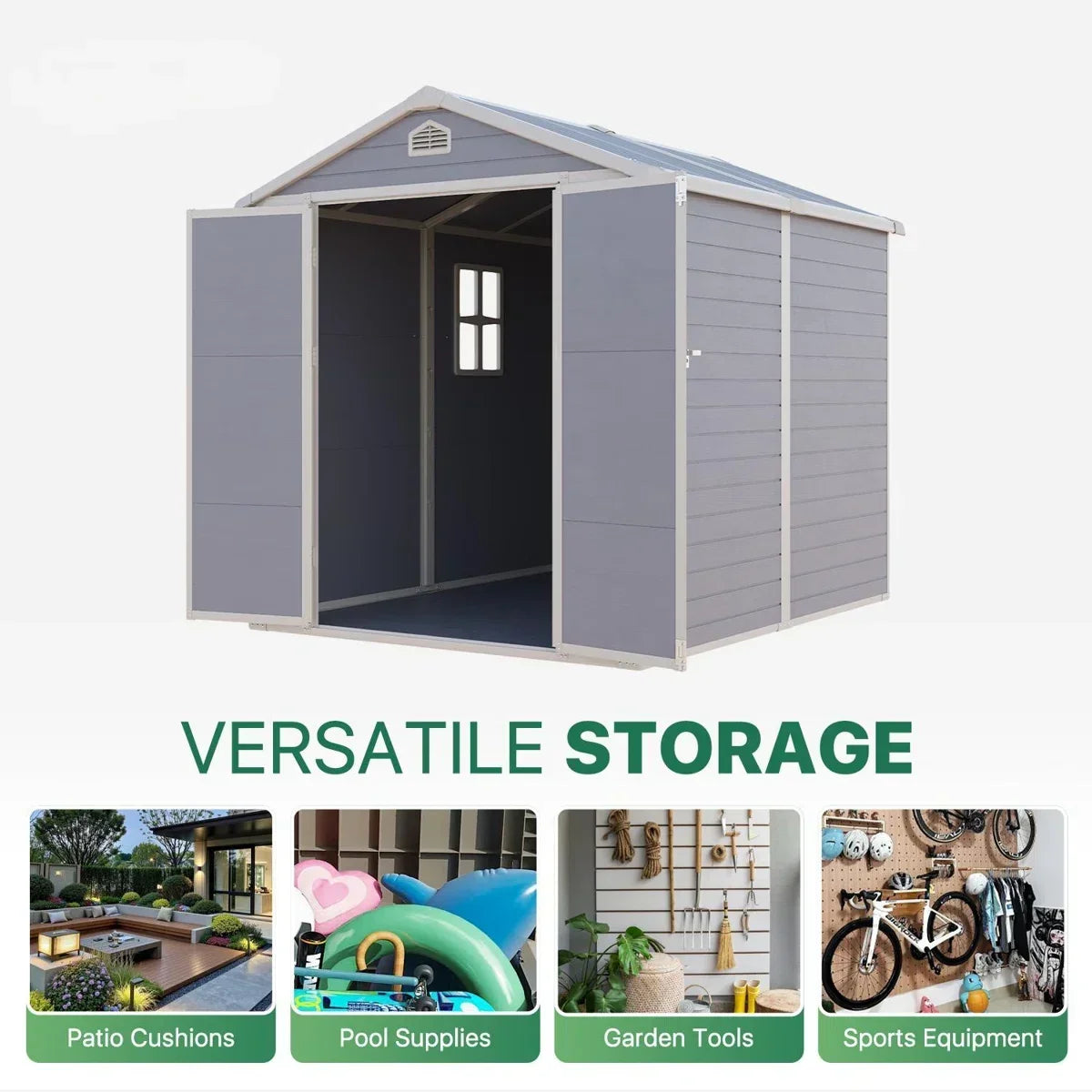 JoyDale 4×6 Ft Resin Outdoor Storage Shed With Built-in Ventilation & Lockable Door For Backyard
