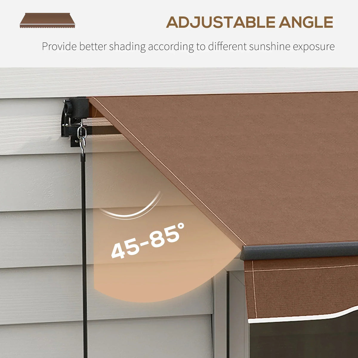 Outsunny 16′ x 10′ Retractable Sunshade Awning, UV-Resistant 280GSM Canopy, Brown