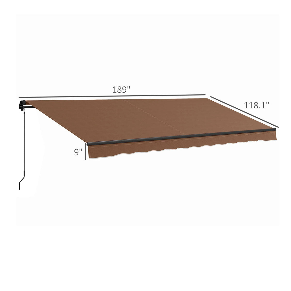 Outsunny 16′ x 10′ Retractable Sunshade Awning, UV-Resistant 280GSM Canopy, Brown