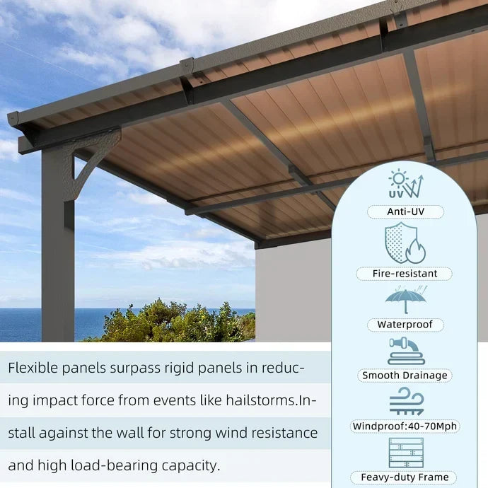 AECOJOY 10’x10′ Adjustable Height Wall Mounted Outdoor Gazebos Pergola