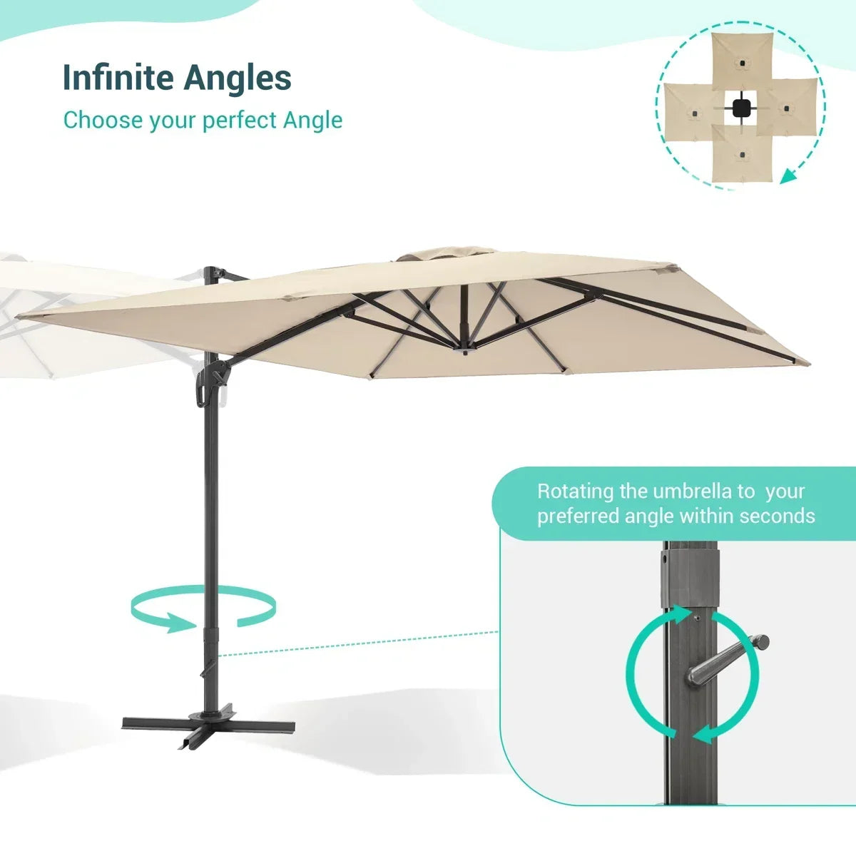 Arlmont & Co Shavonne Patio 11.5′ x 9′ Cantilever Umbrella with Crank Lift