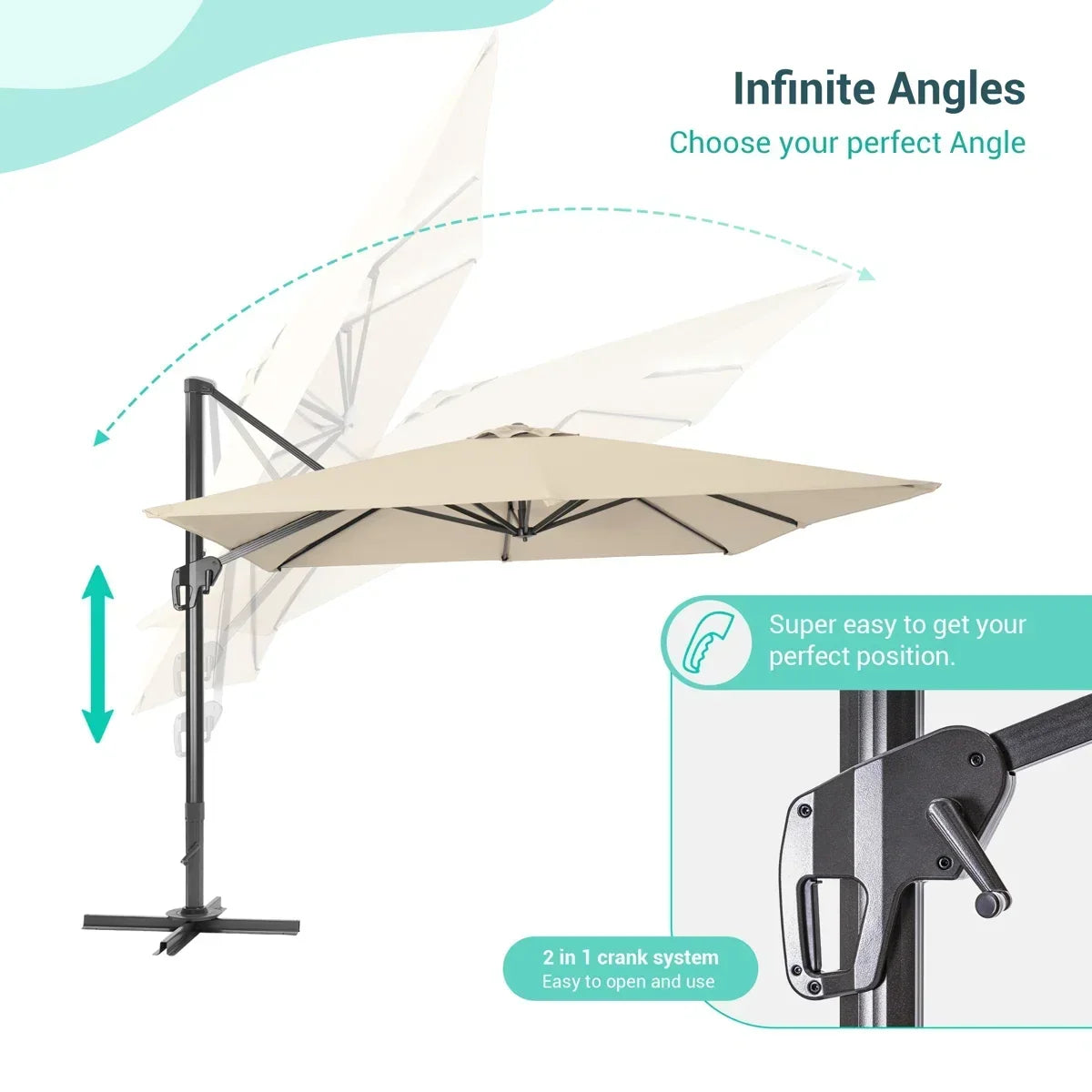 Arlmont & Co Shavonne Patio 11.5′ x 9′ Cantilever Umbrella with Crank Lift