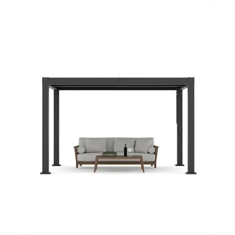 Enjyam Modern Louvered Pergola with Aluminum Frame, Adjustable Louvers & Integrated Drainage, Weather-Resistant Gazebo for Deck or Backyard, 10×12 FT