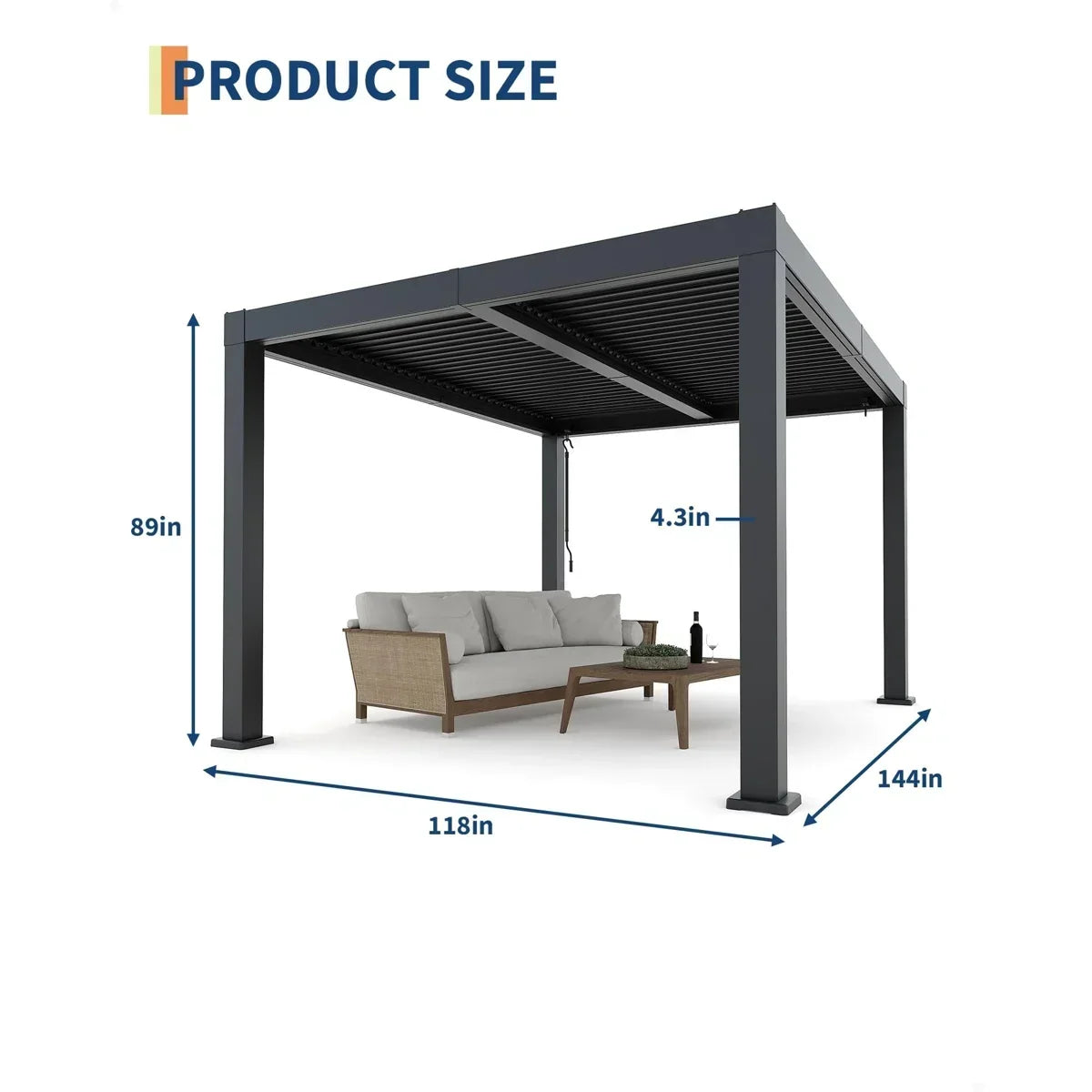 Enjyam Modern Louvered Pergola with Aluminum Frame, Adjustable Louvers & Integrated Drainage, Weather-Resistant Gazebo for Deck or Backyard, 10×12 FT