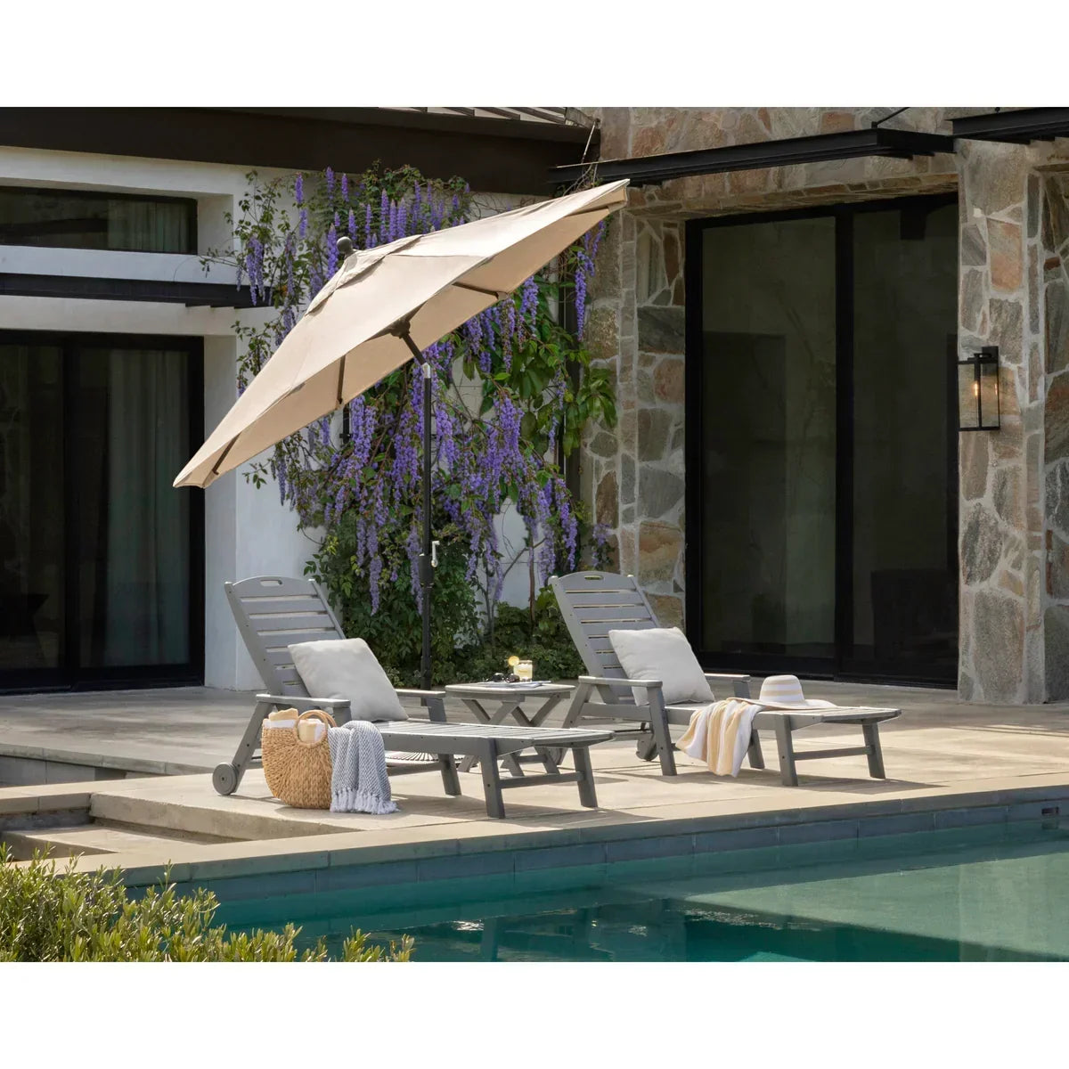 Polywood 9′ Tilt Market Umbrella & Base