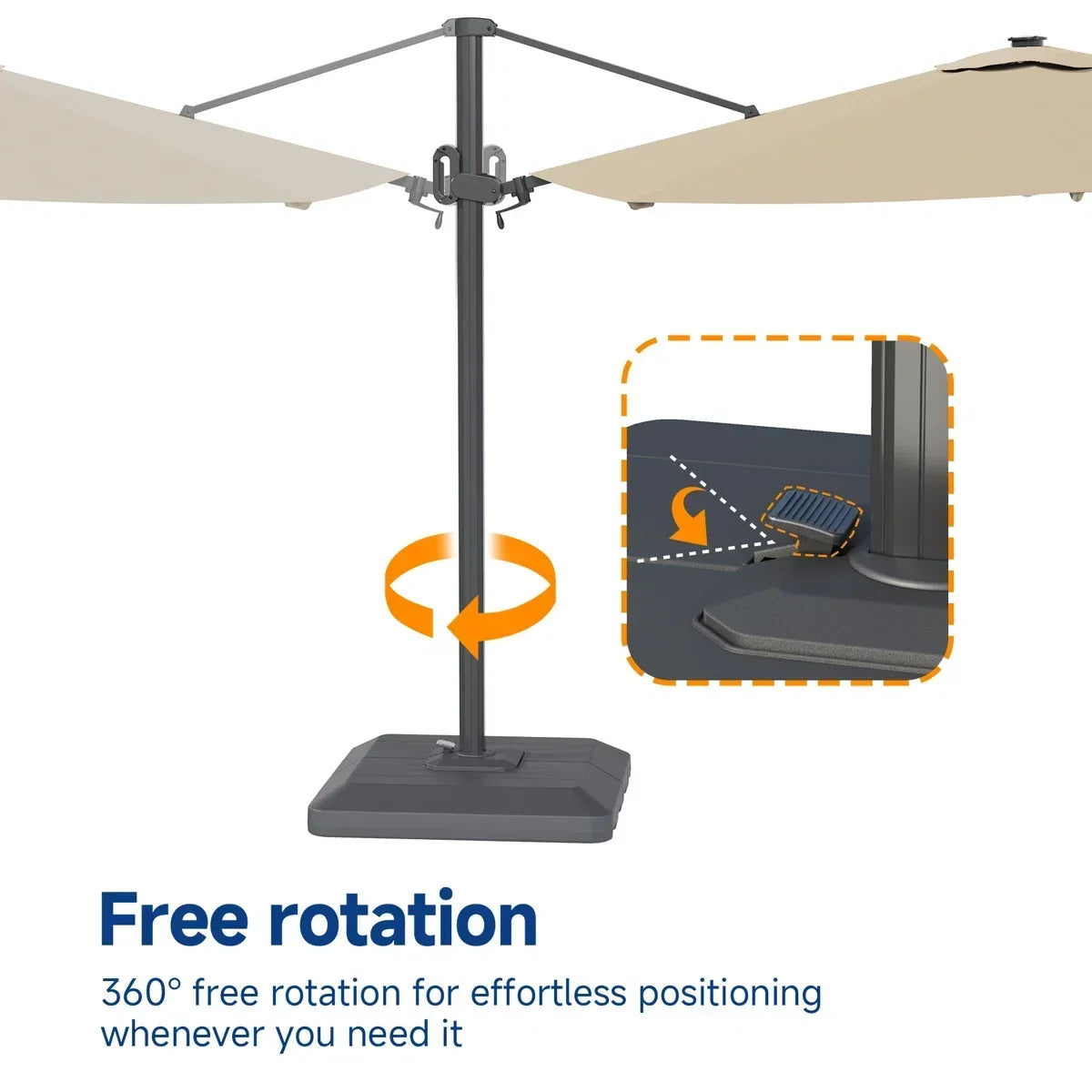 Latitude Run® 11′ Patio Cantilever Umbrella with Wind-Vent, 240g Solution-Dyed Fabric, Solar LED Lights and Weighted Base Included