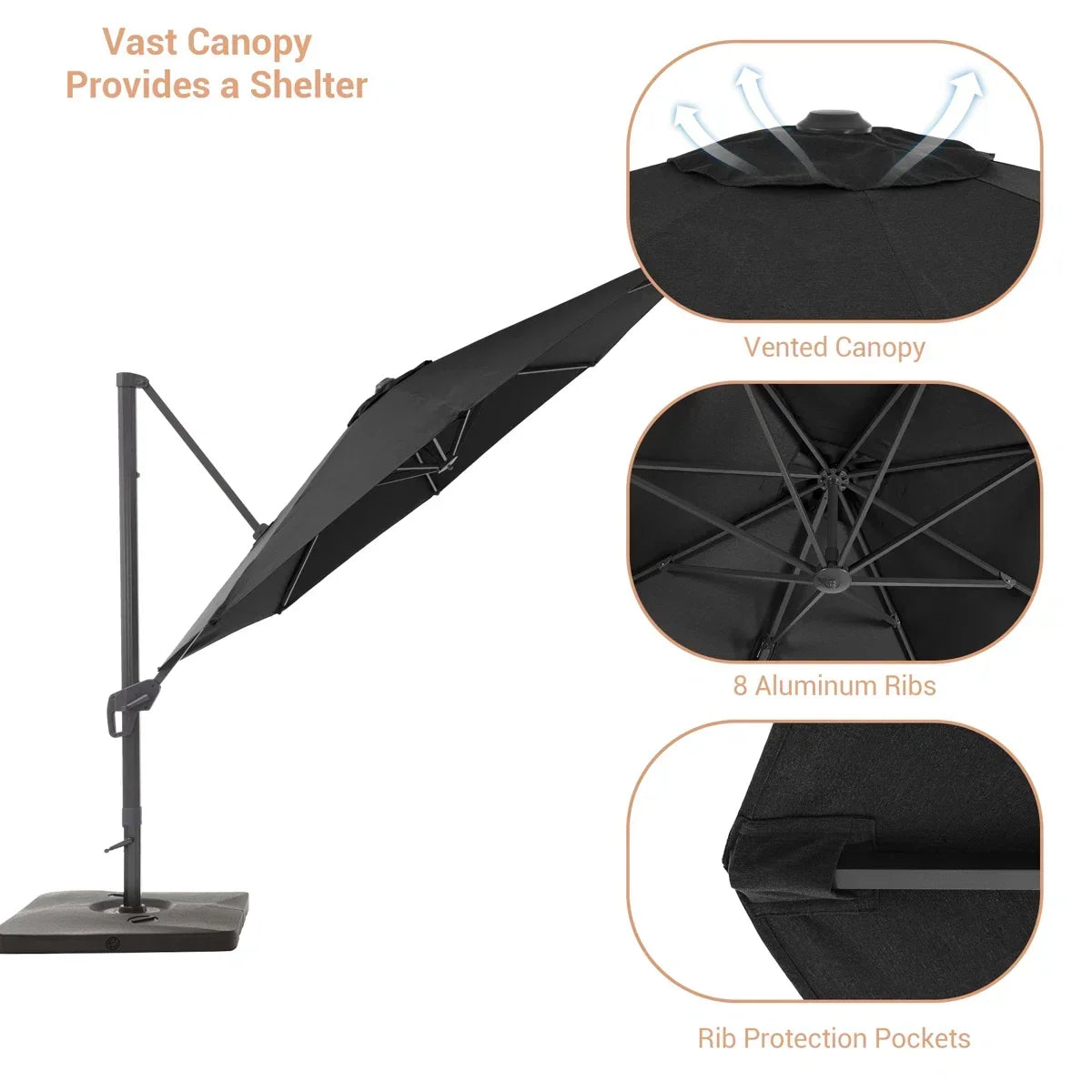 Freeport Park® Cathleen 11′ Cantilever Umbrella with Base