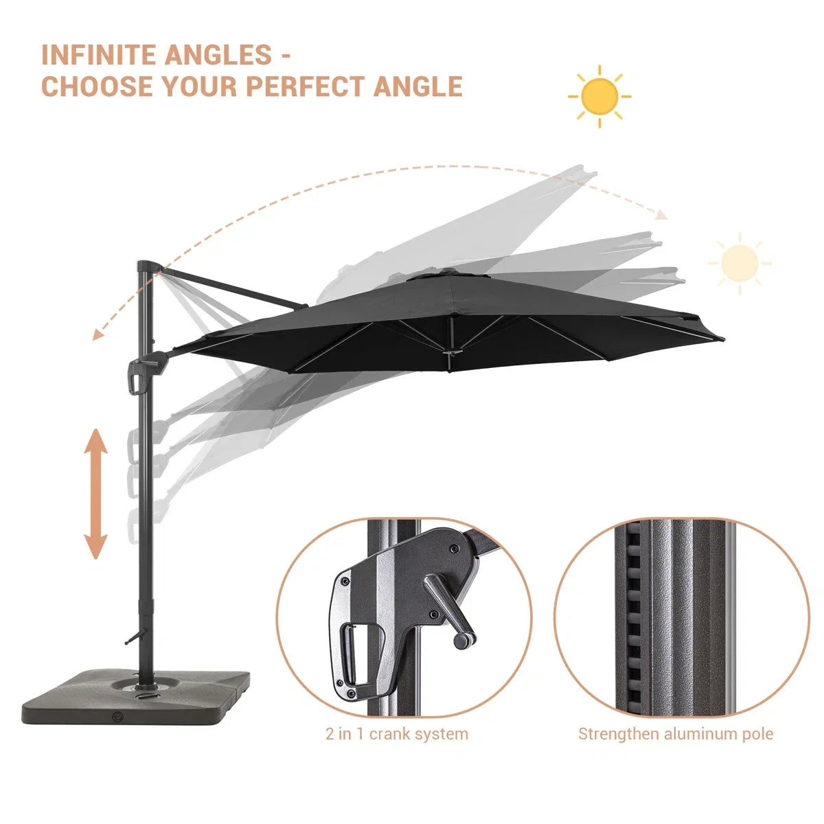 Freeport Park® Cathleen 11′ Cantilever Umbrella with Base